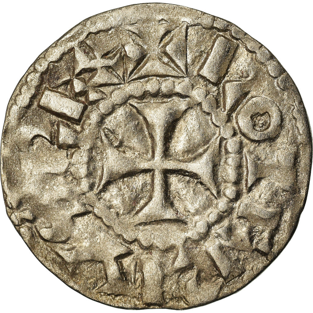 Monnaie, France, Lothaire, Denier, 960-980, Bourges, TTB+, Argent, Prou:755