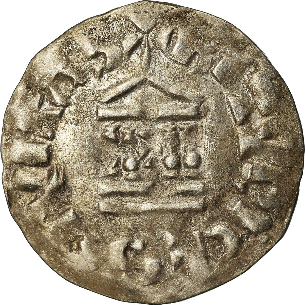 Coin, France, Lotharius, Denarius, 960-980, Bourges, AU(50-53), Silver, Prou:755