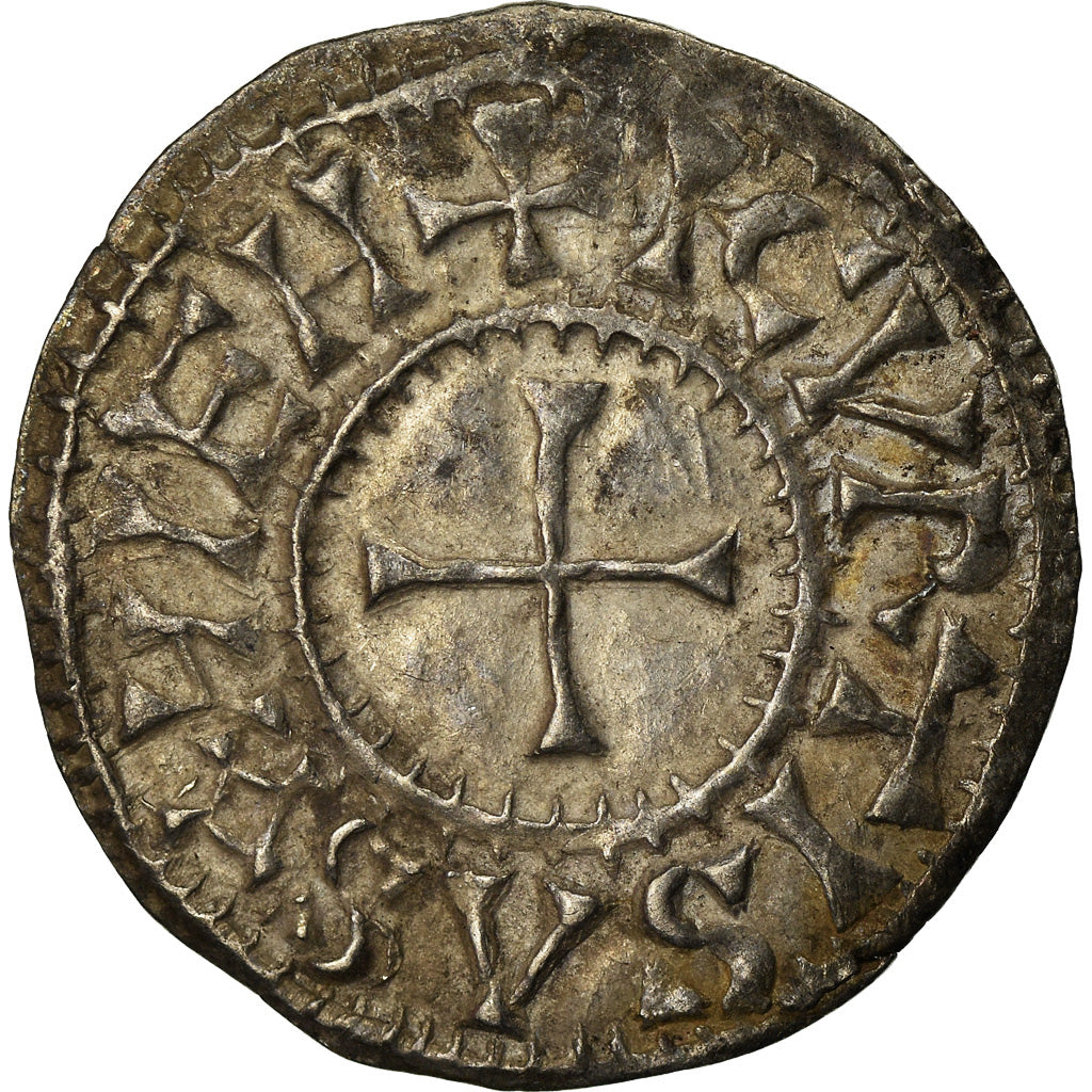 Moeda, França, Charles le Chauve, Denier, 864-865, Curtisasonien, AU(50-53)