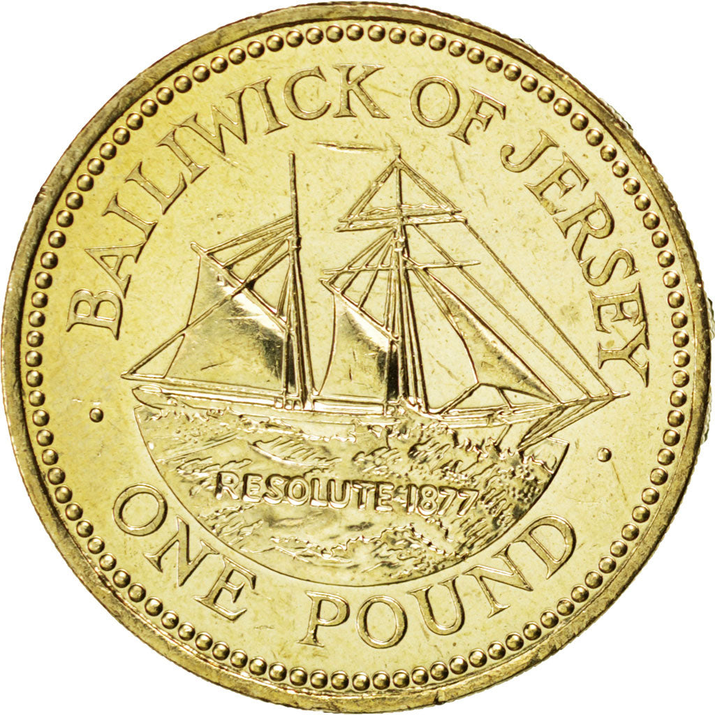 JERSEY, Pound, 2005, KM #101, MS(63), Nickel-Brass, 22.5, 9.45