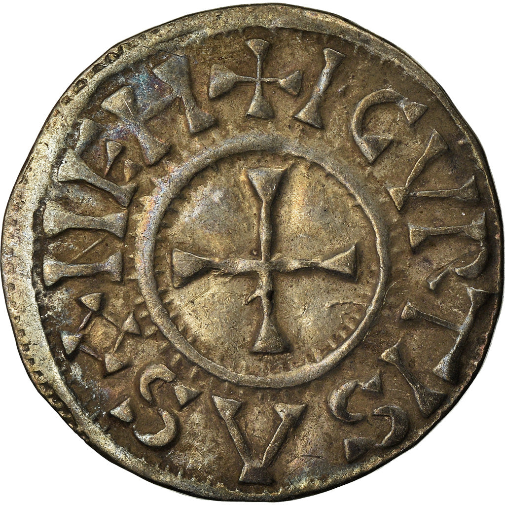 Moneda, Francia, Charles le Chauve, Denier, 864-865, Curtisasonien, MBC+, Plata
