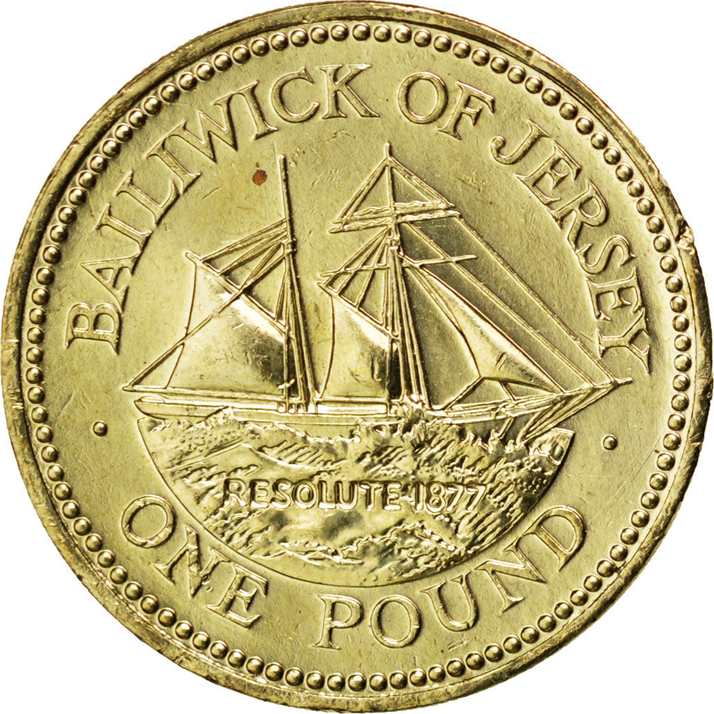 JERSEY, Pound, 2005, KM #101, MS(63), Nickel-Brass, 22.5, 9.53