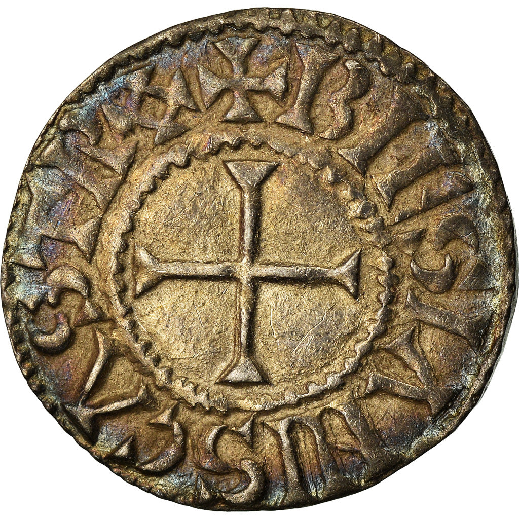 Moeda, França, Eudes, Denarius, 888-898, Blois, AU(55-58), Prata, Prou:482