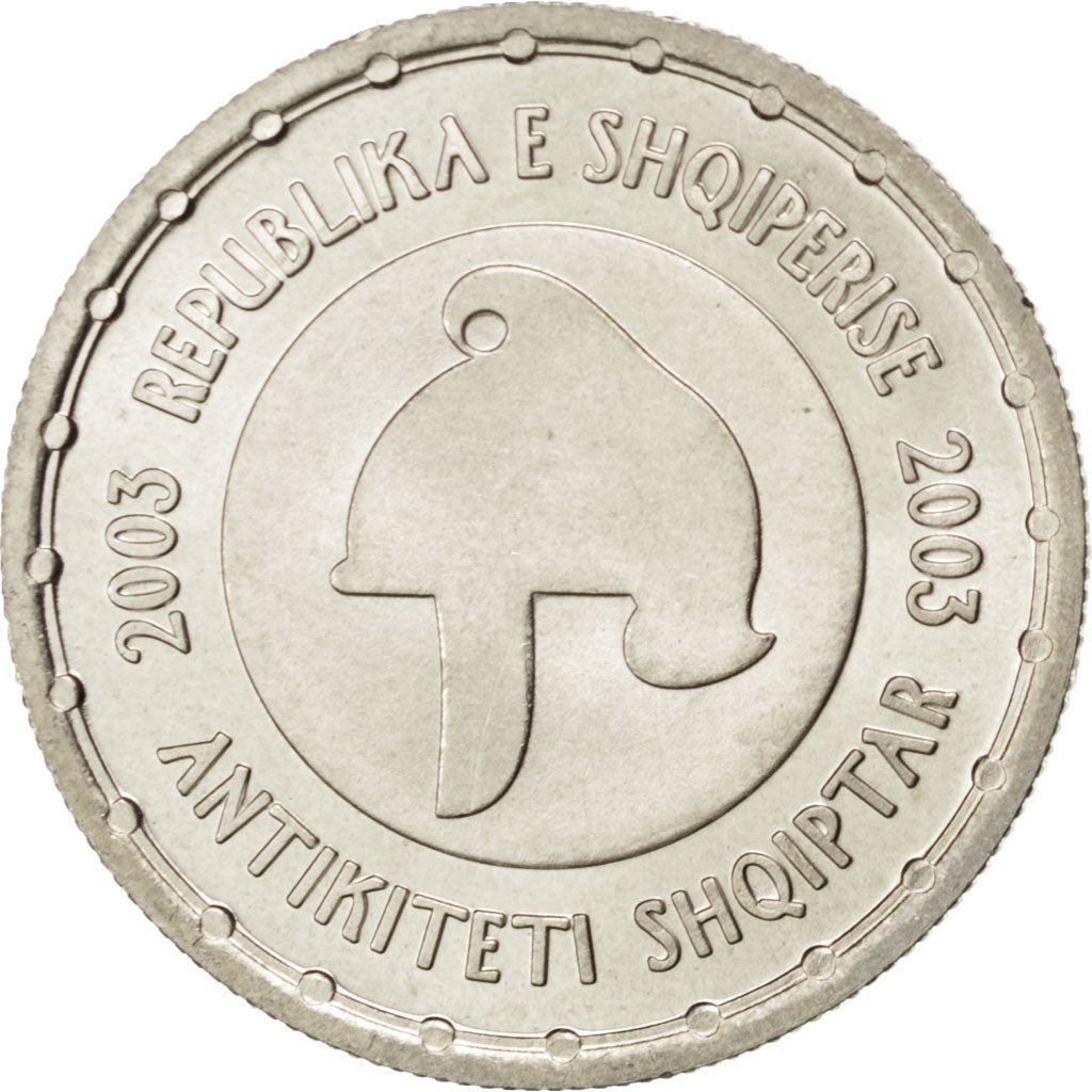 ALBANIA, 50 Leke, 2003, KM #86, MS(63), Copper-Nickel, 24.25, 5.47