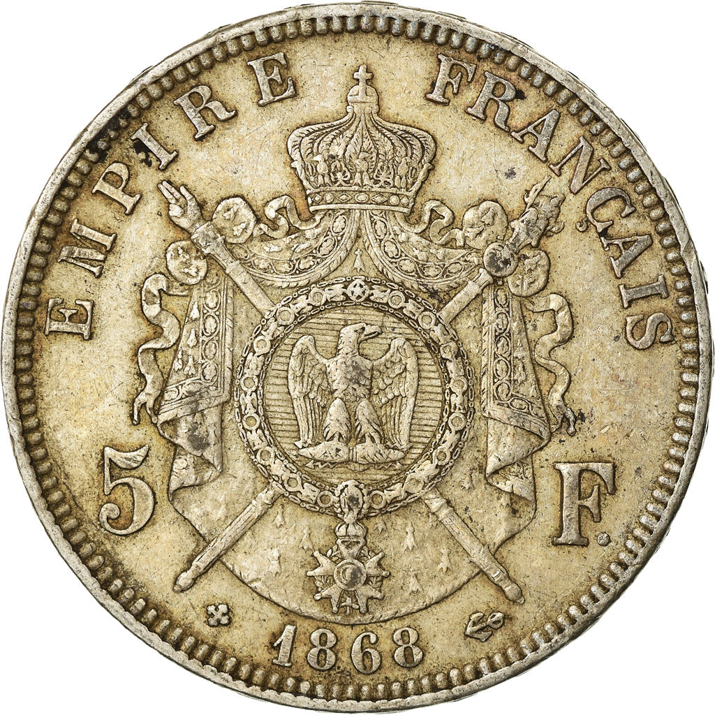 Coin, France, Napoléon III, 5 Francs, 1868, Strasbourg, EF(40-45), Silver