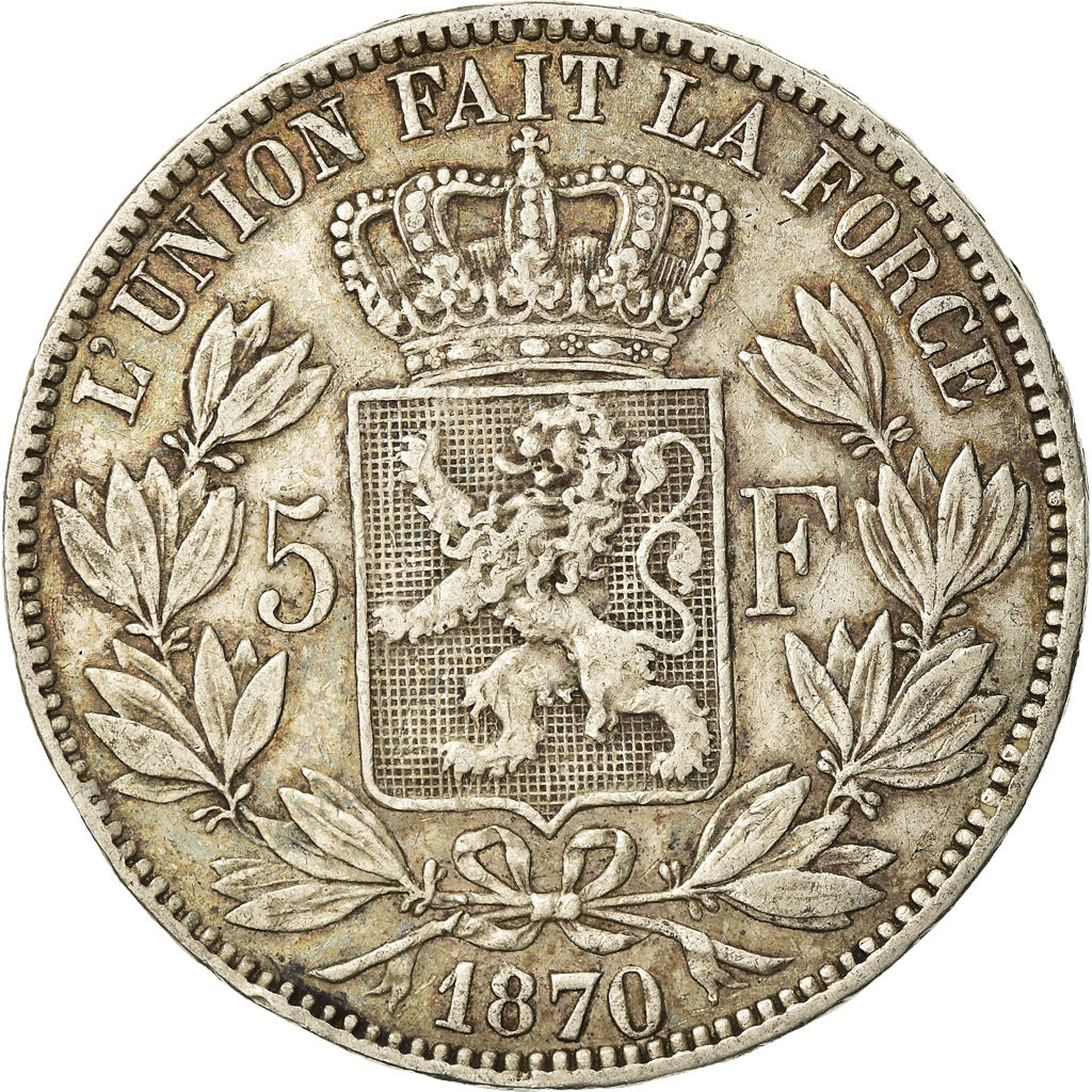 Coin, Belgium, Leopold II, 5 Francs, 5 Frank, 1870, EF(40-45), Silver, KM:24