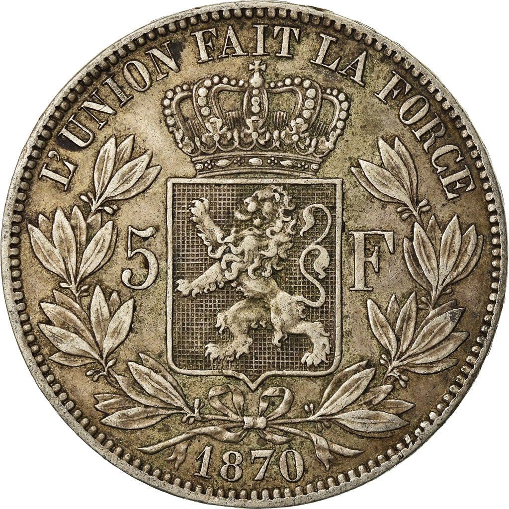 Coin, Belgium, Leopold II, 5 Francs, 5 Frank, 1870, EF(40-45), Silver, KM:24