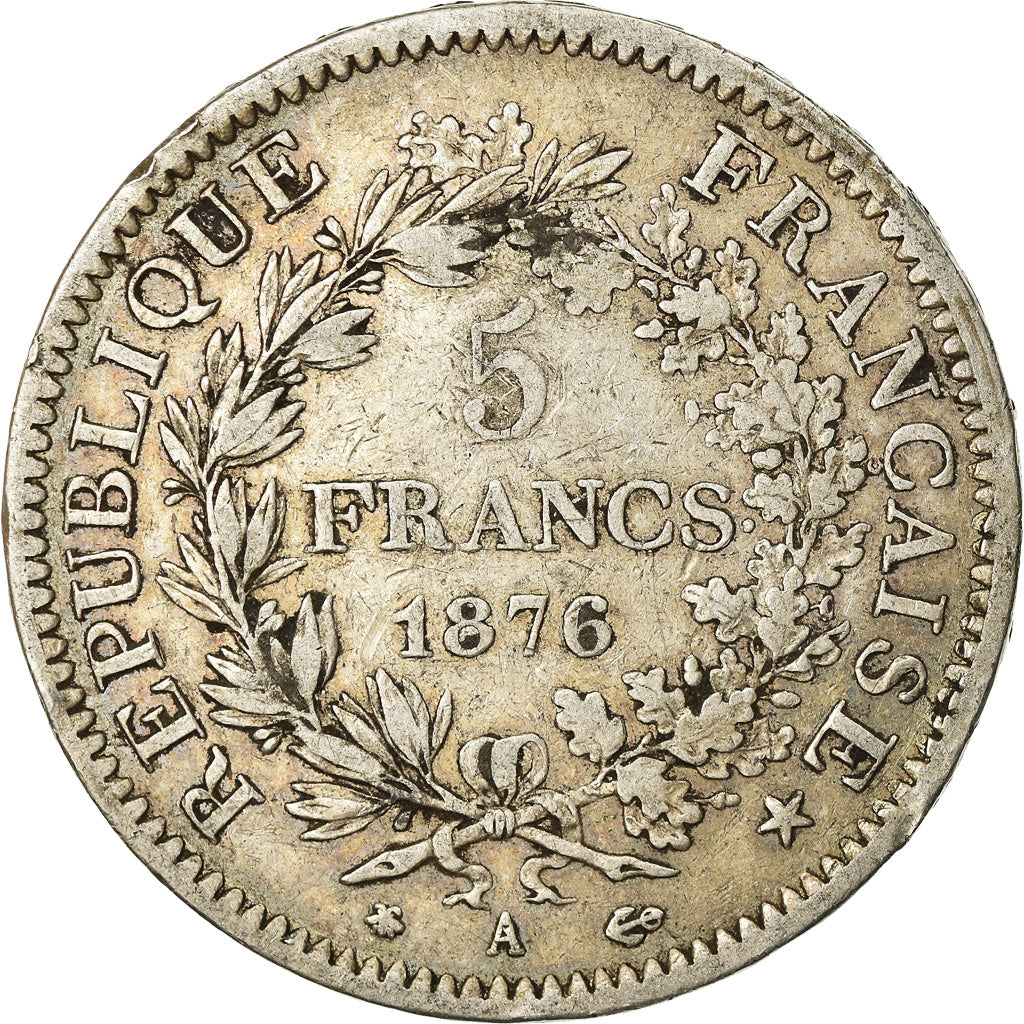 Coin, France, Hercule, 5 Francs, 1876, Paris, VF(30-35), Silver, KM:820.1