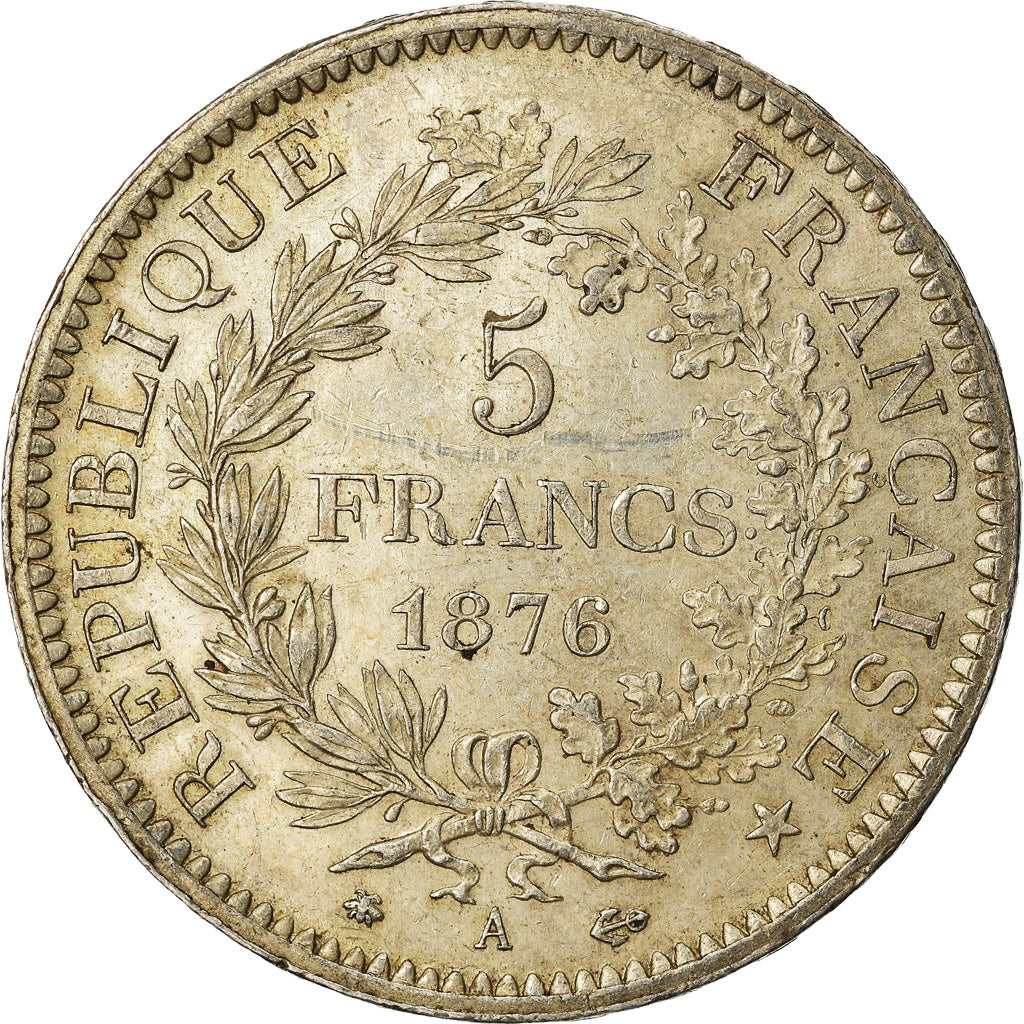 Coin, France, Hercule, 5 Francs, 1876, Paris, AU(50-53), Silver, KM:820.1