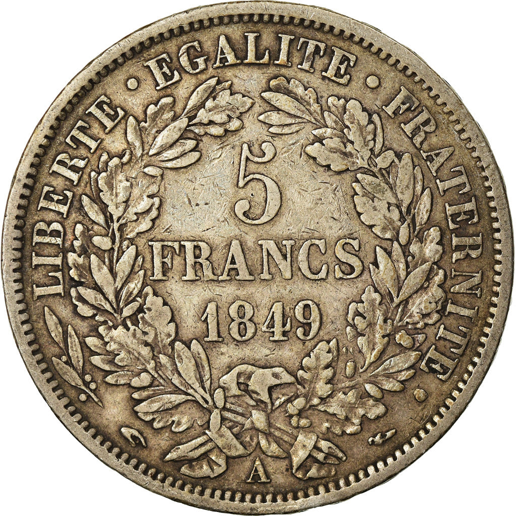 Coin, France, Cérès, 5 Francs, 1849, Paris, EF(40-45), Silver, KM:761.1