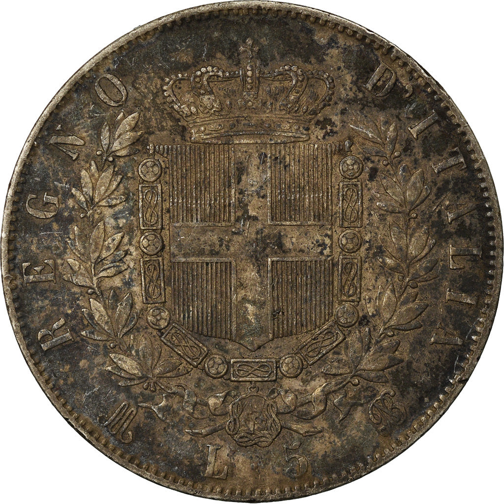 Coin, Italy, Vittorio Emanuele II, 5 Lire, 1871, Milan, EF(40-45), Silver