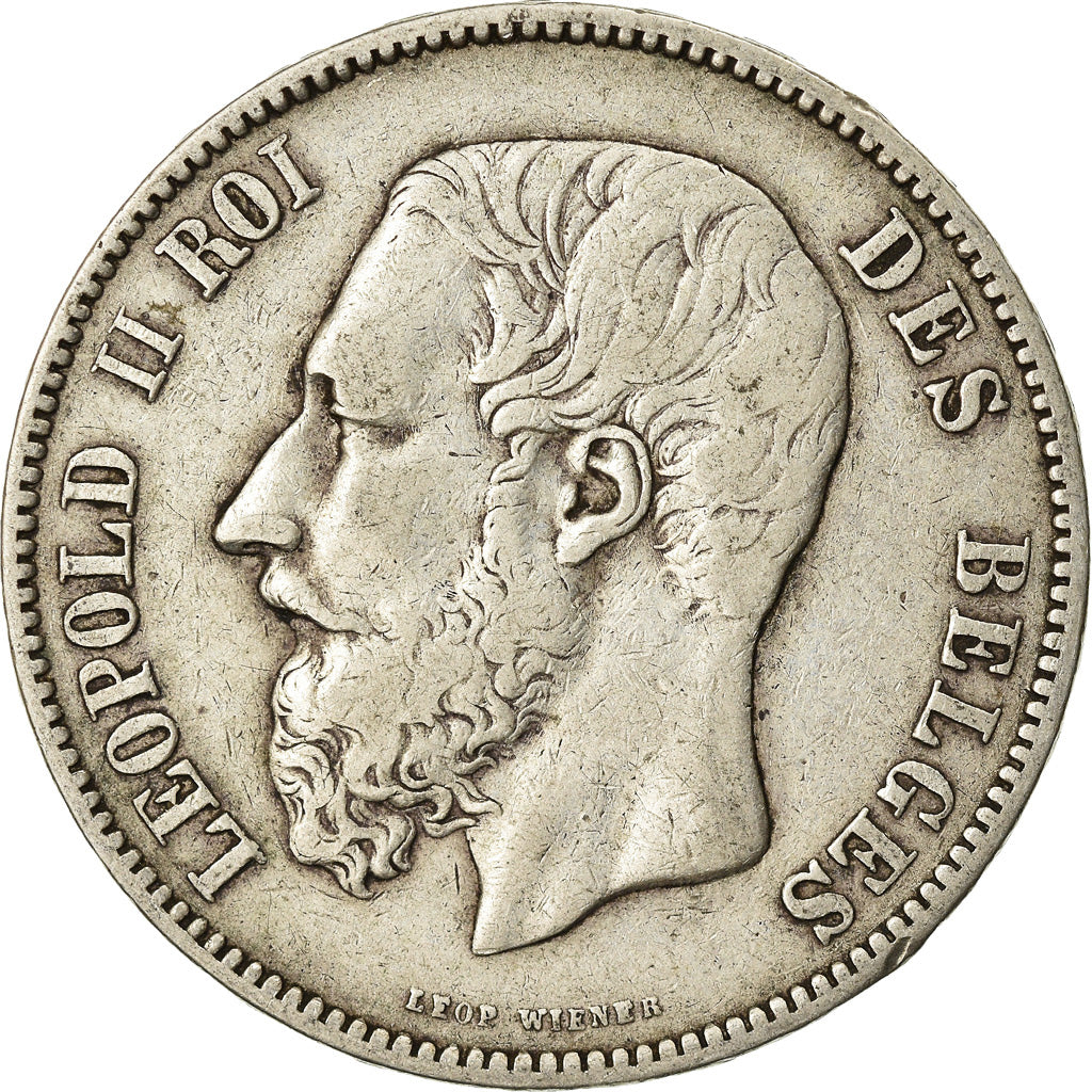 Coin, Belgium, Leopold II, 5 Francs, 5 Frank, 1873, VF(30-35), Silver, KM:24