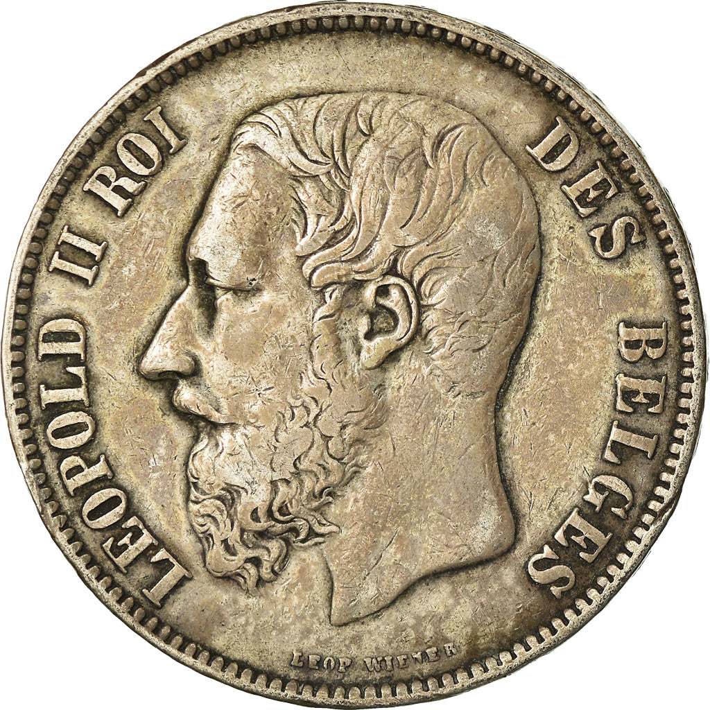 Coin, Belgium, Leopold II, 5 Francs, 5 Frank, 1874, VF(30-35), Silver, KM:24