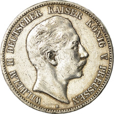 Moneta, Stati tedeschi, PRUSSIA, Wilhelm II, 5 Mark, 1907, Berlin, MB+, Argento