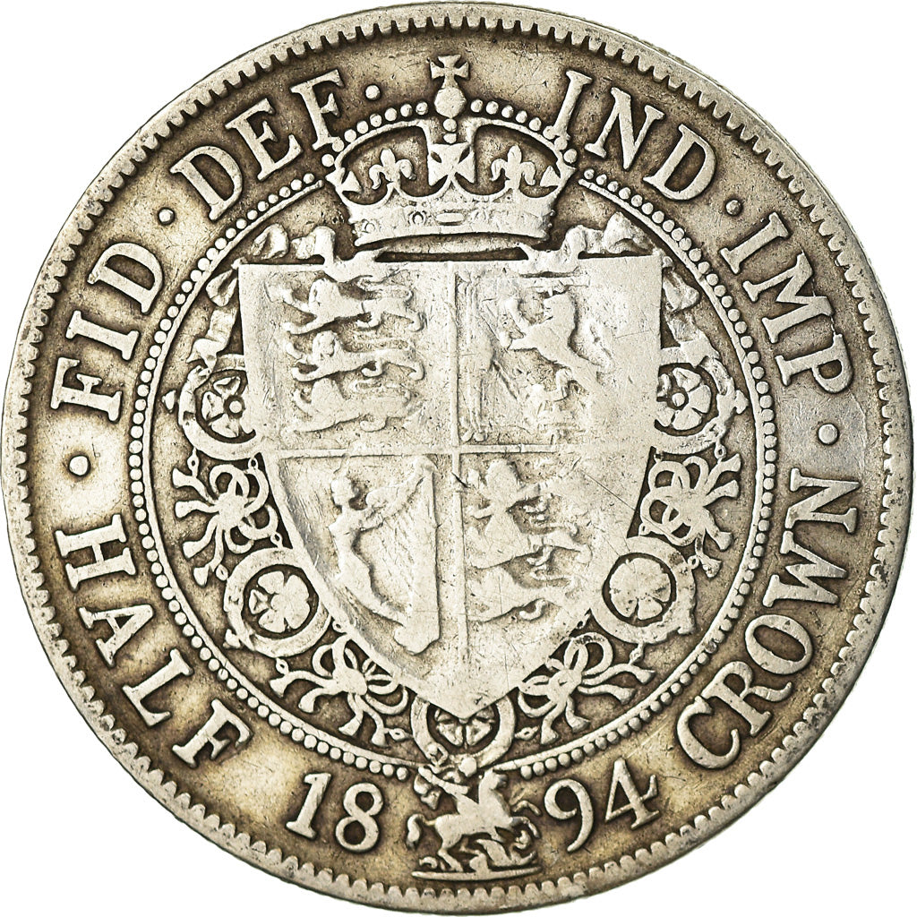 Coin, Great Britain, Victoria, 1/2 Crown, 1894, VF(20-25), Silver, KM:782