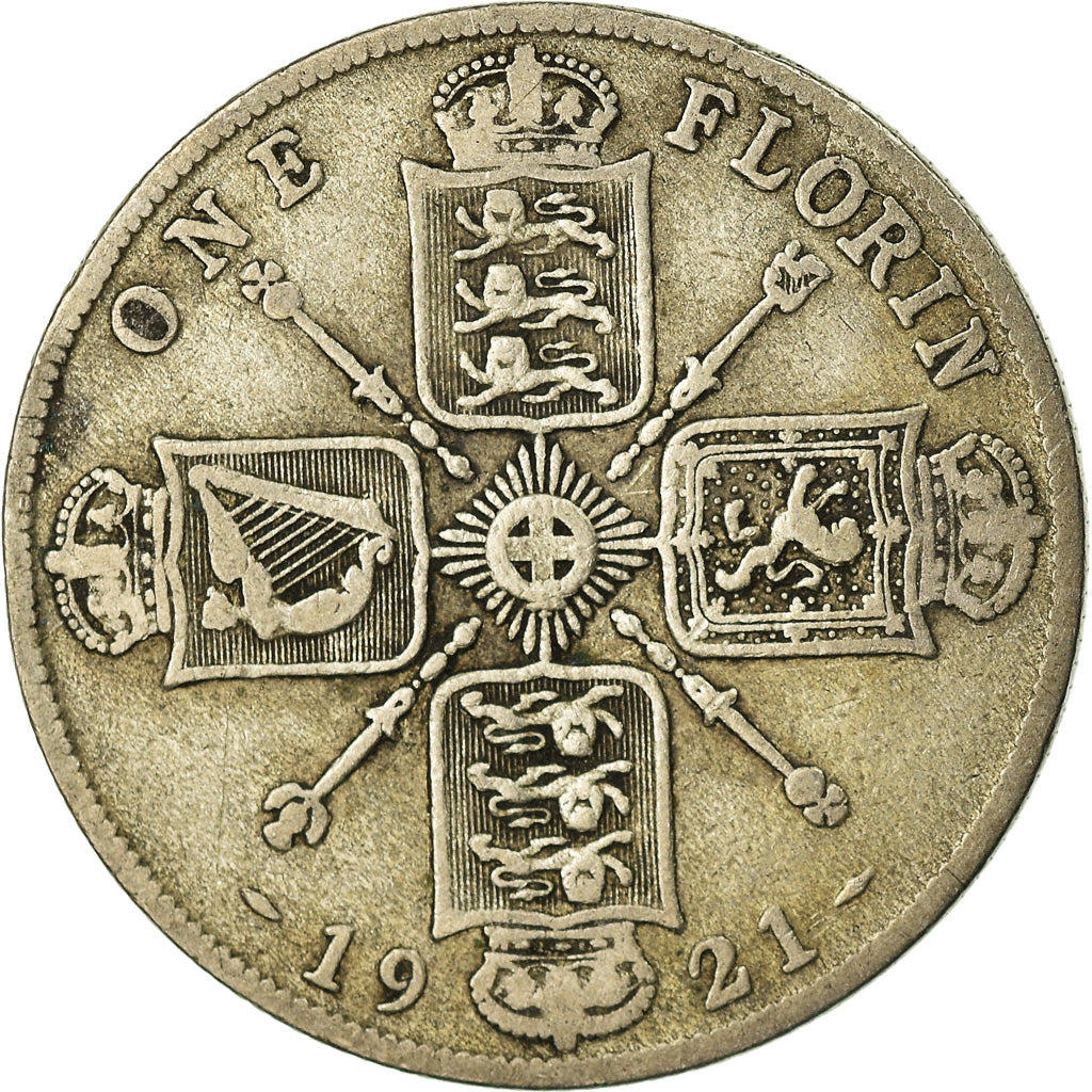 Coin, Great Britain, George V, Florin, Two Shillings, 1921, VF(20-25), Silver