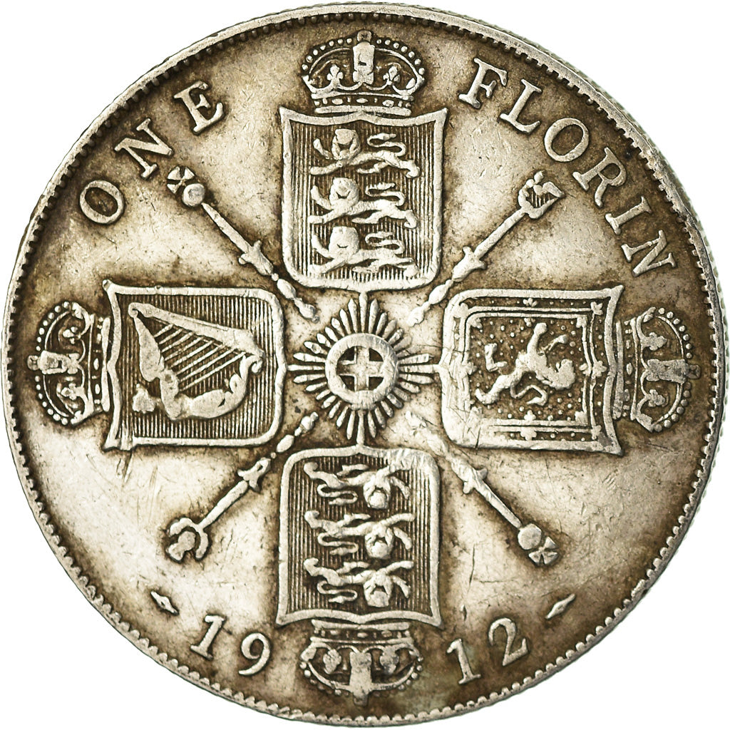 Coin, Great Britain, George V, Florin, Two Shillings, 1912, EF(40-45), Silver
