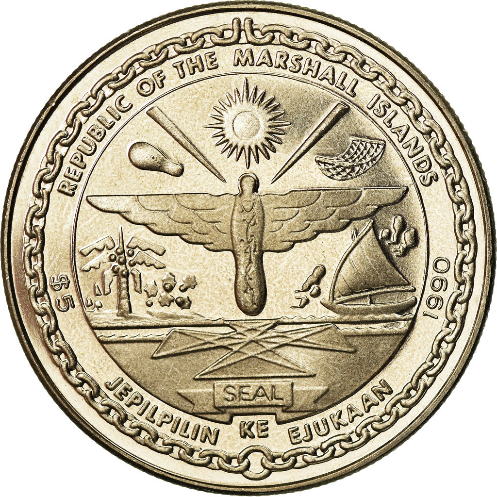 Coin, Marshall Islands, Dwight D.  Eisenhower, 5 Dollars, 1990, Medallic Art