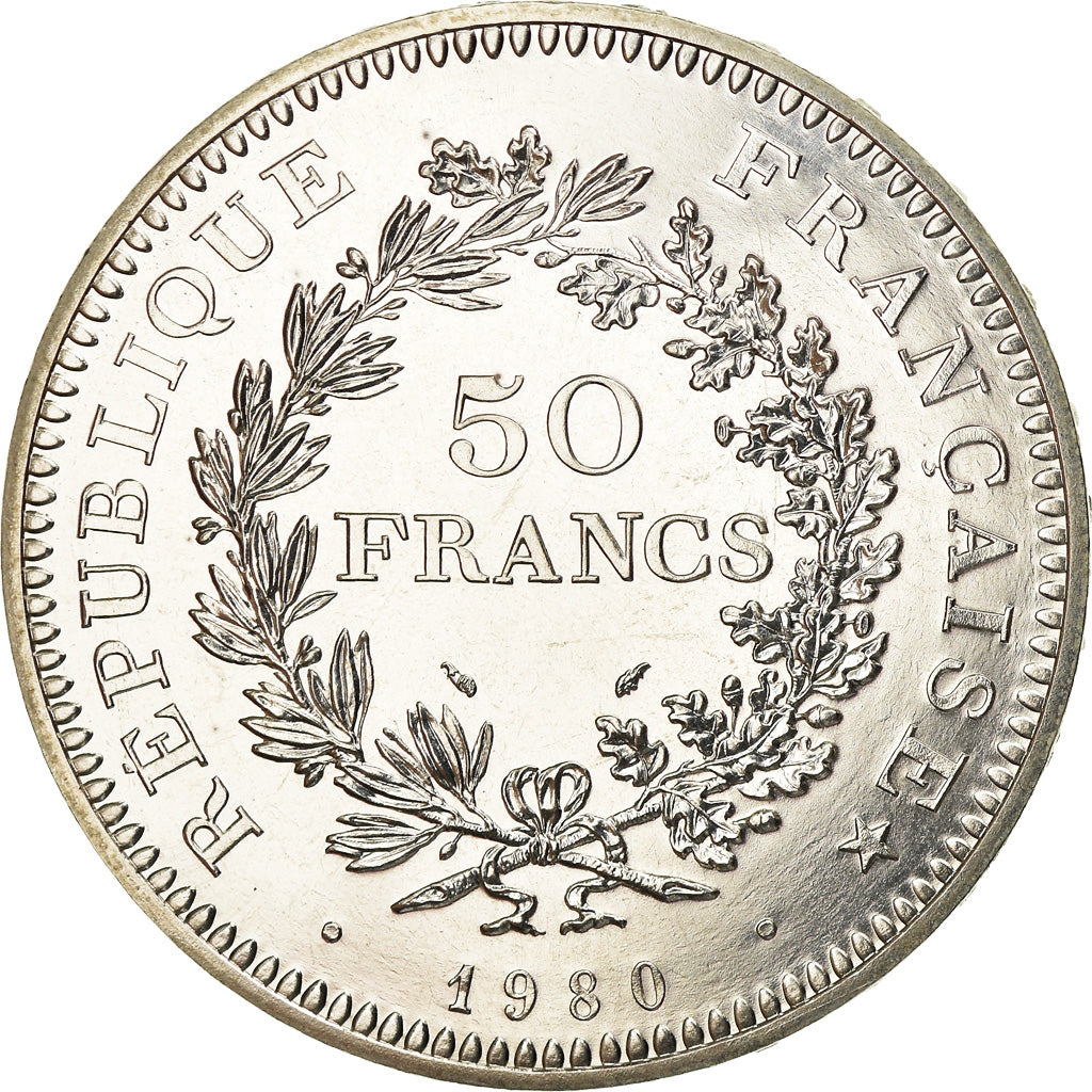 Coin, France, Hercule, 50 Francs, 1980, Paris, MS(65-70), Silver, KM:941.1