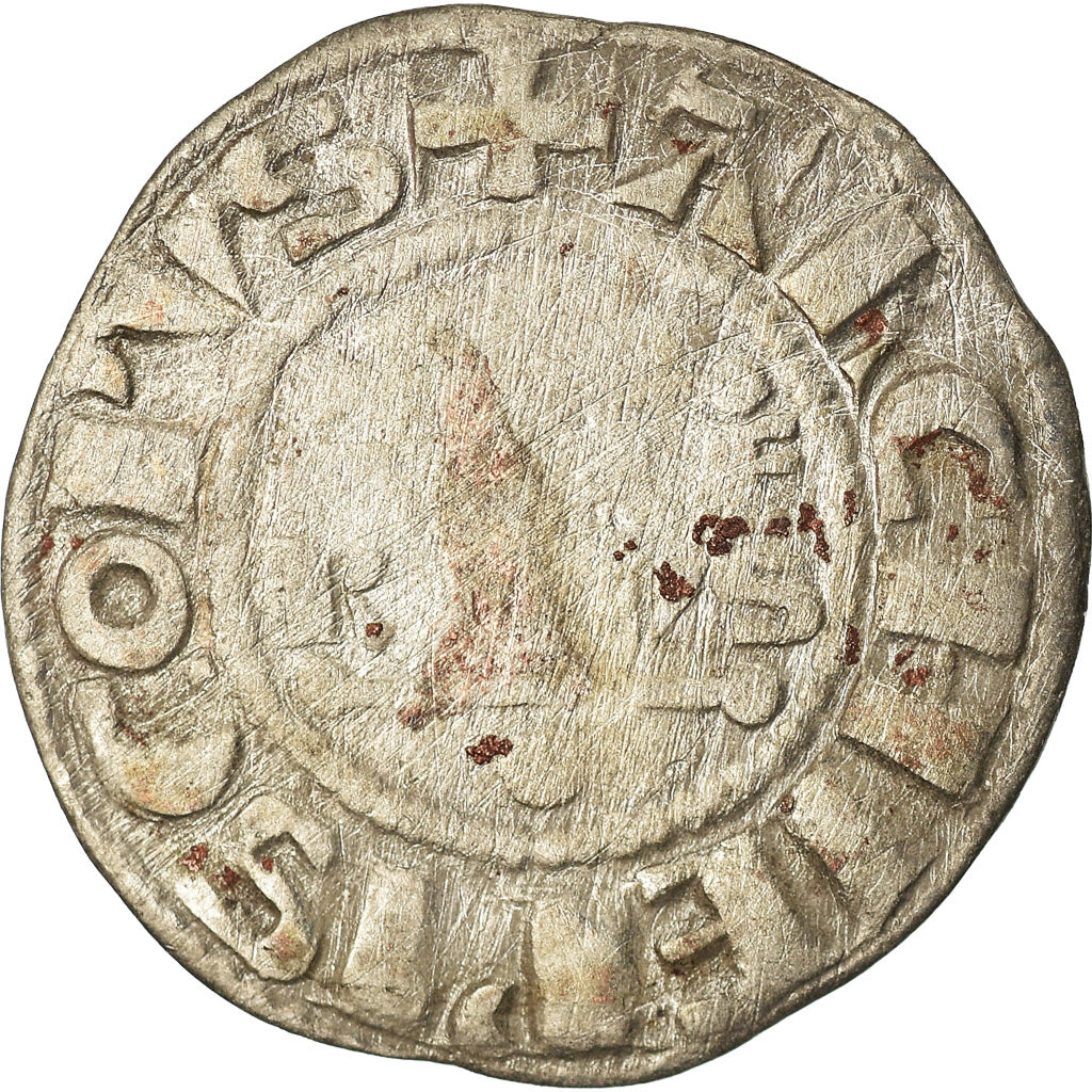 Moneda, Francia, Champagne, Guillaume I, Denarius, 1176-1202, Reims, BC+, Plata