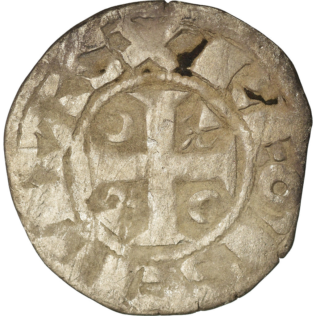 Moeda, França, Champagne, Guillaume I, Denarius, 1176-1202, Reims, VF(30-35)
