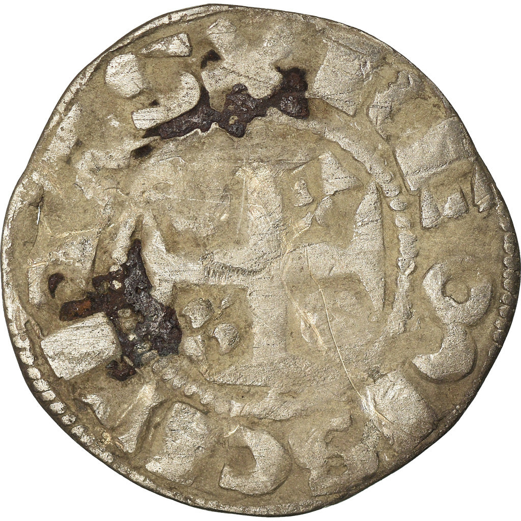 Moneda, Francia, Champagne, Guillaume I, Denarius, 1176-1202, Reims, BC+, Plata