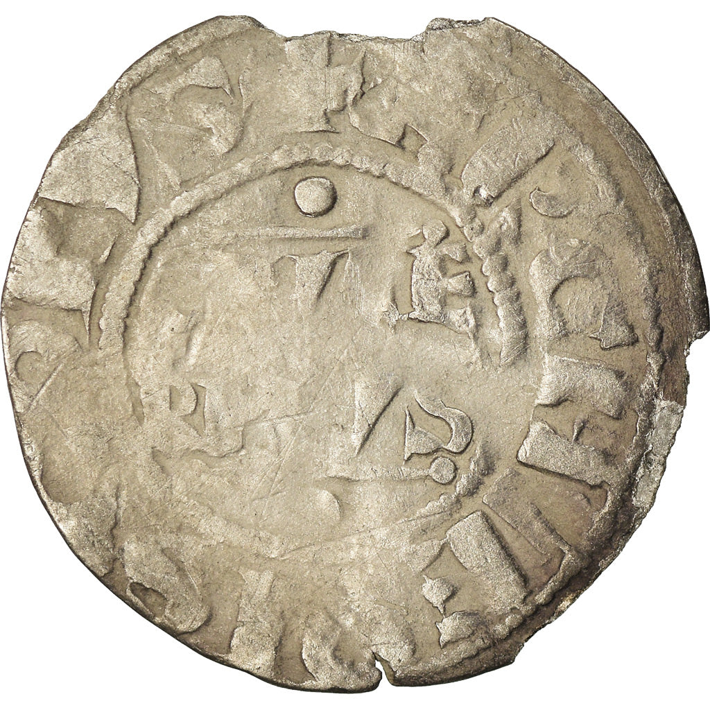 Moneda, Francia, Champagne, Guillaume I, Denarius, 1176-1202, Reims, MBC, Plata