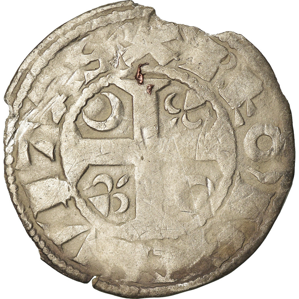 Moneda, Francia, Champagne, Guillaume I, Denarius, 1176-1202, Reims, MBC, Plata