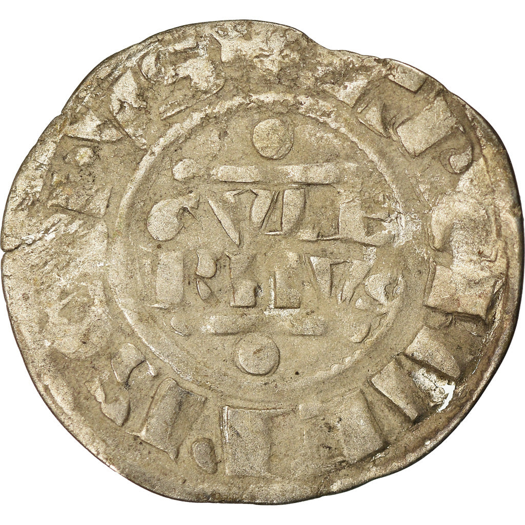 Moneda, Francia, Champagne, Guillaume I, Denarius, 1176-1202, Reims, MBC, Plata