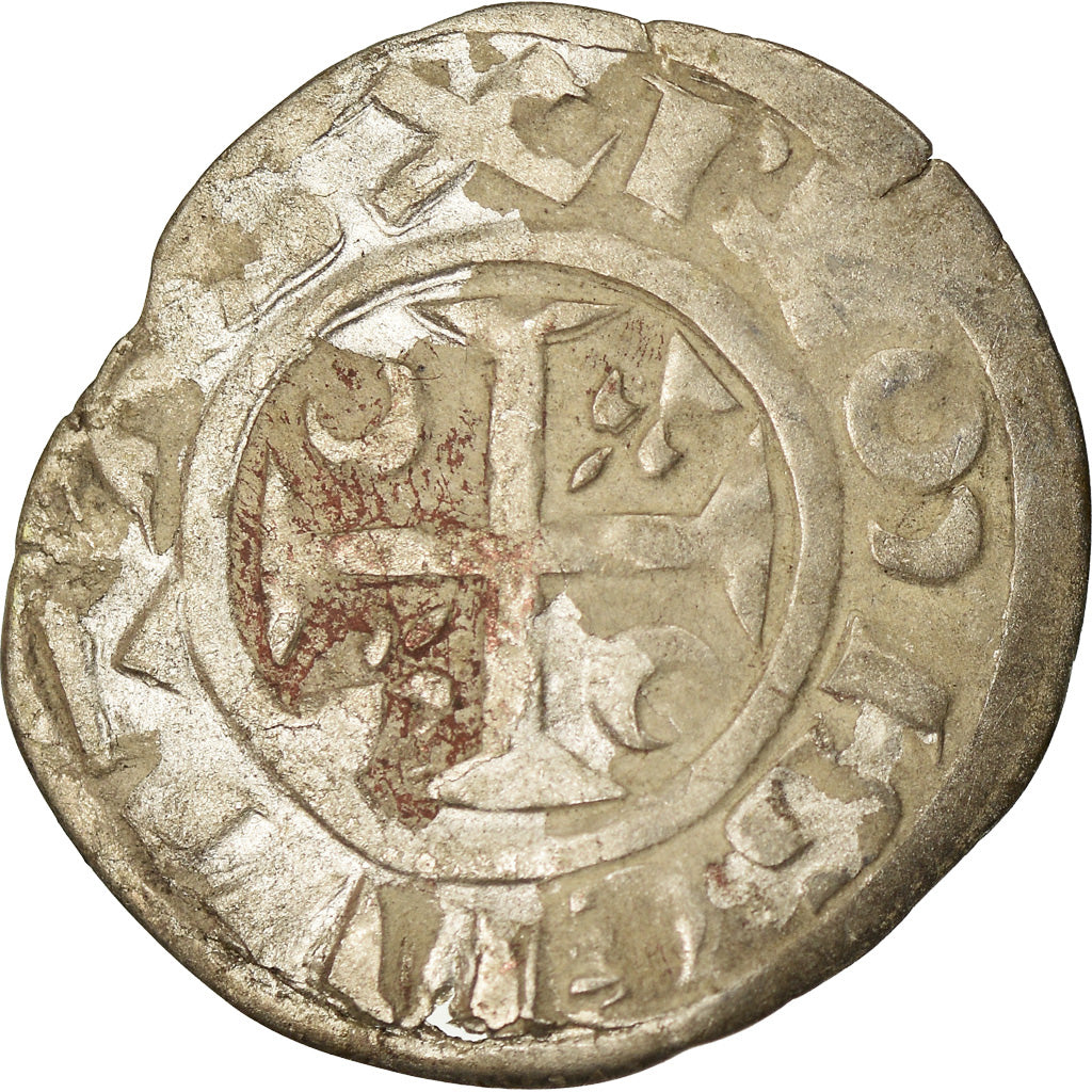 Moneda, Francia, Champagne, Guillaume I, Denarius, 1176-1202, Reims, MBC, Plata