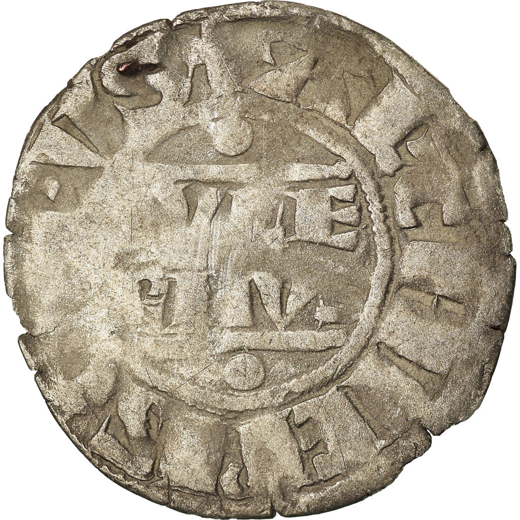 Moneda, Francia, Champagne, Guillaume I, Denarius, 1176-1202, Reims, MBC, Plata