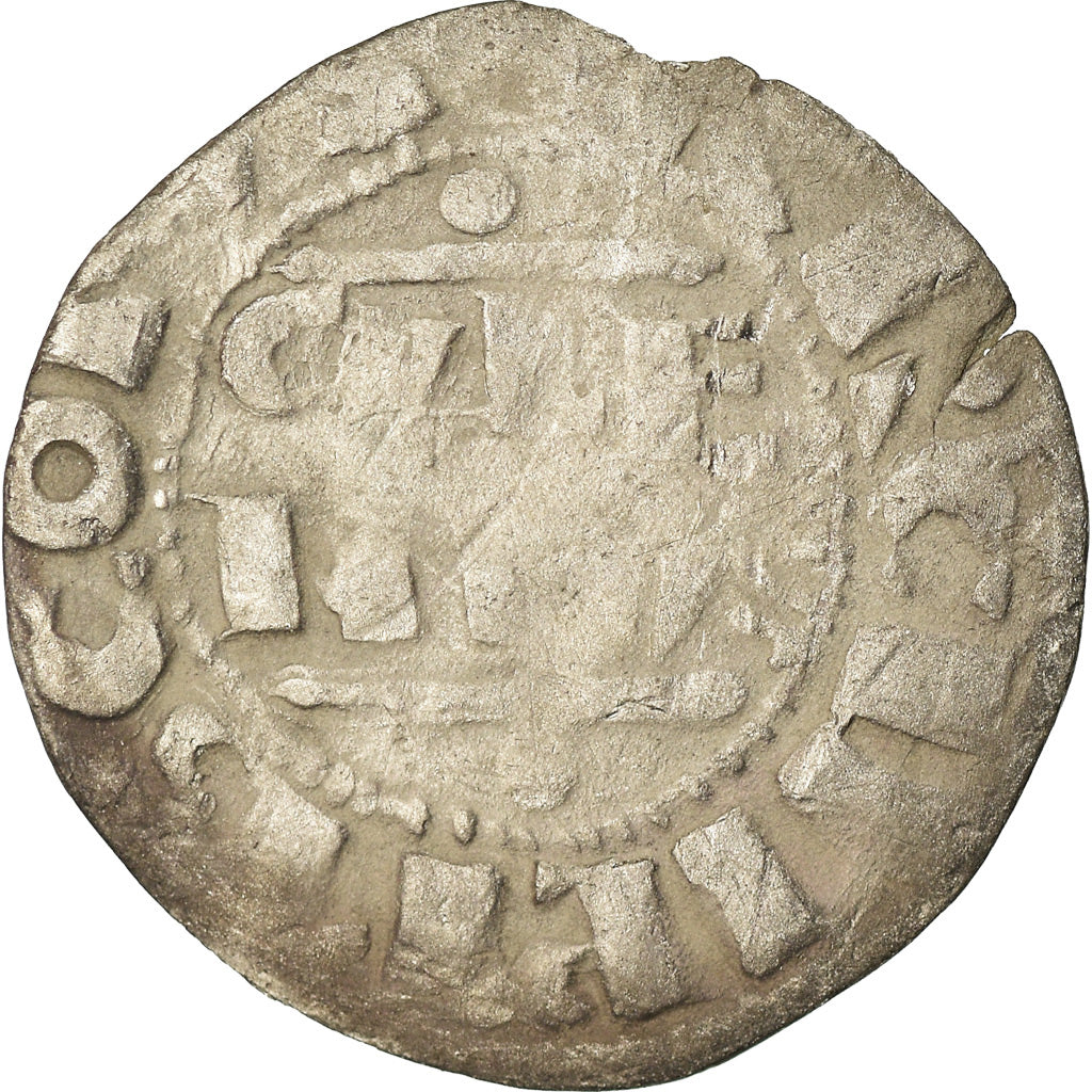 Moneda, Francia, Champagne, Guillaume I, Denarius, 1176-1202, Reims, MBC, Plata