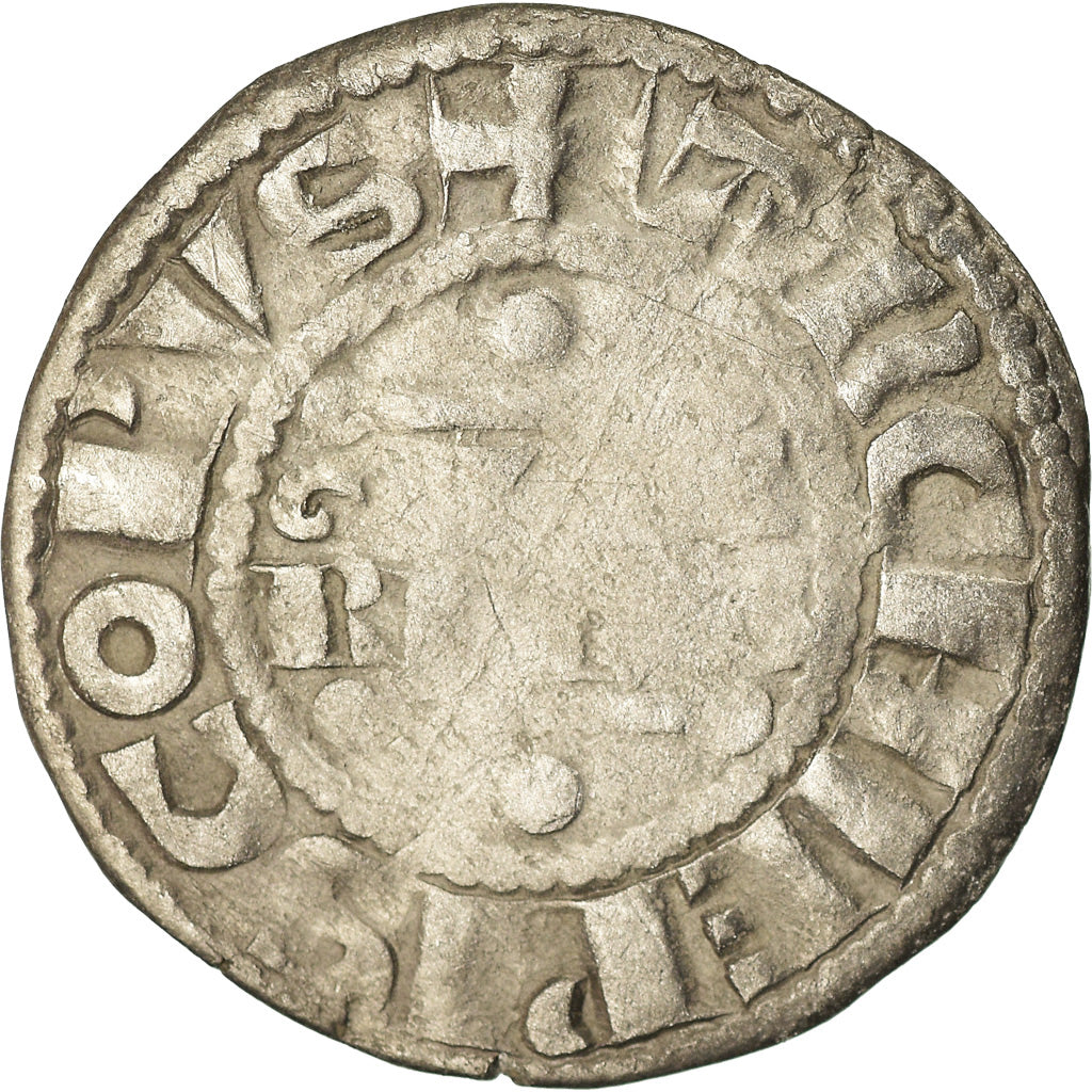 Moeda, França, Champagne, Guillaume I, Denarius, 1176-1202, Reims, EF(40-45)