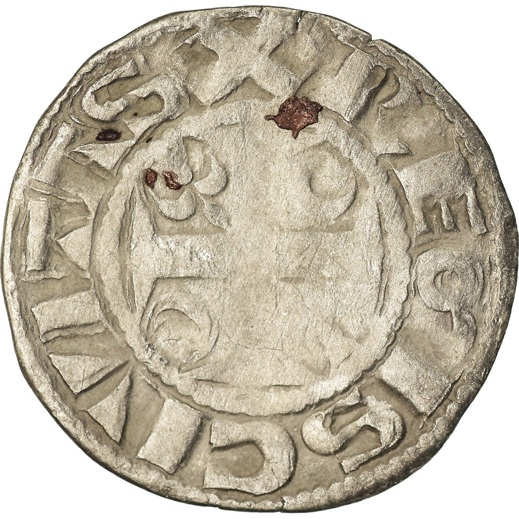 Moeda, França, Champagne, Guillaume I, Denarius, 1176-1202, Reims, EF(40-45)