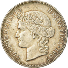 Coin, Switzerland, 5 Francs, 1907, Bern, EF(40-45), Silver, KM:34