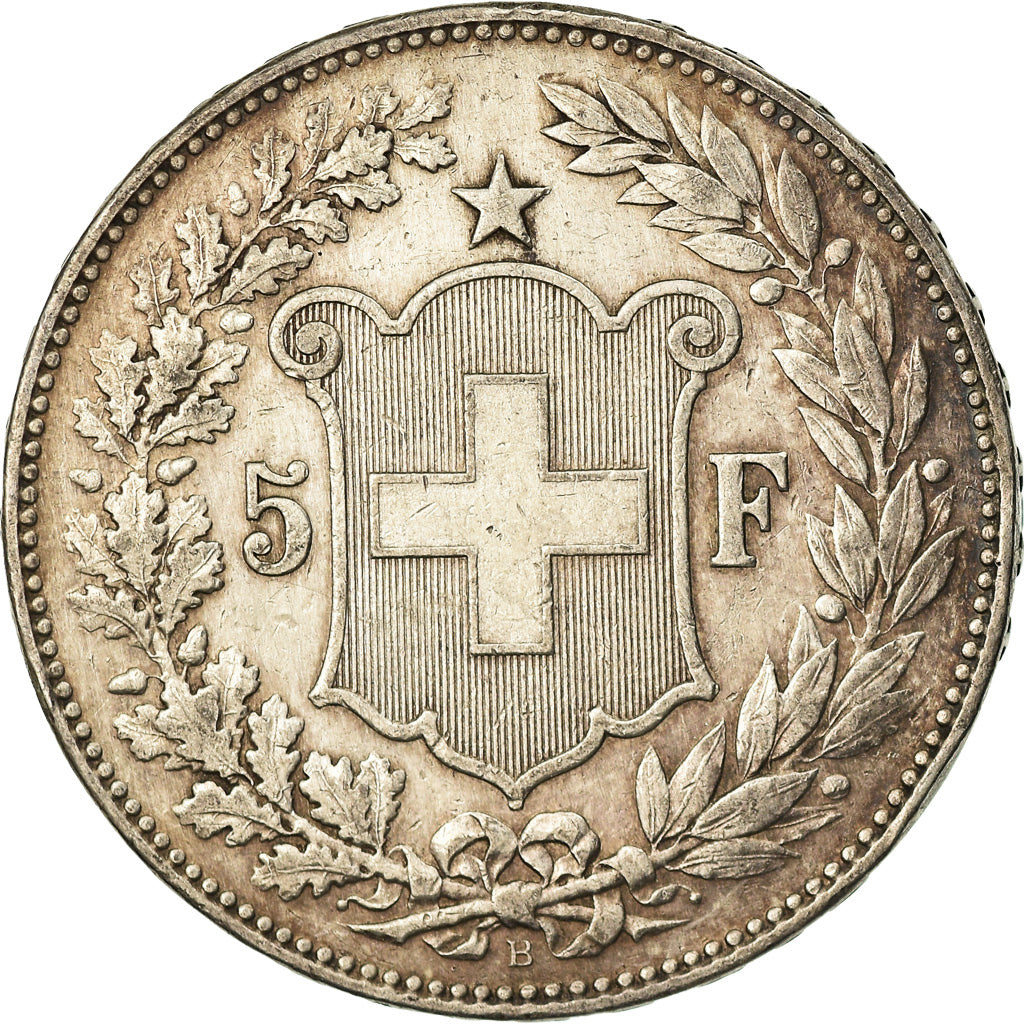 Coin, Switzerland, 5 Francs, 1907, Bern, EF(40-45), Silver, KM:34