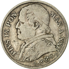 Moeda, ESTADOS ITALIANOS, PAPAL STATES, Pius IX, 2 Lire, 1867, Roma, VF(30-35)