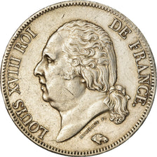 Moneta, Francia, Louis XVIII, Louis XVIII, 5 Francs, 1822, Paris, BB+, Argento