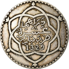 Coin, Morocco, Yusuf, Rial, 10 Dirhams, 1917, bi-Bariz, Paris, AU(50-53)