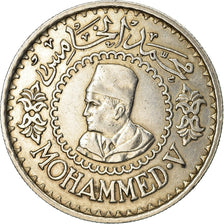 Moneda, Marruecos, Mohammed V, 500 Francs, 1956, Paris, MBC+, Plata, KM:54