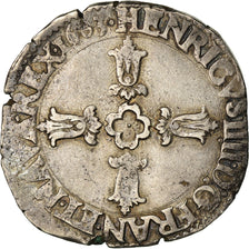 Münze, Frankreich, Henri IV, 1/4 Ecu, 1603, Rennes, S+, Silber, Sombart:4686