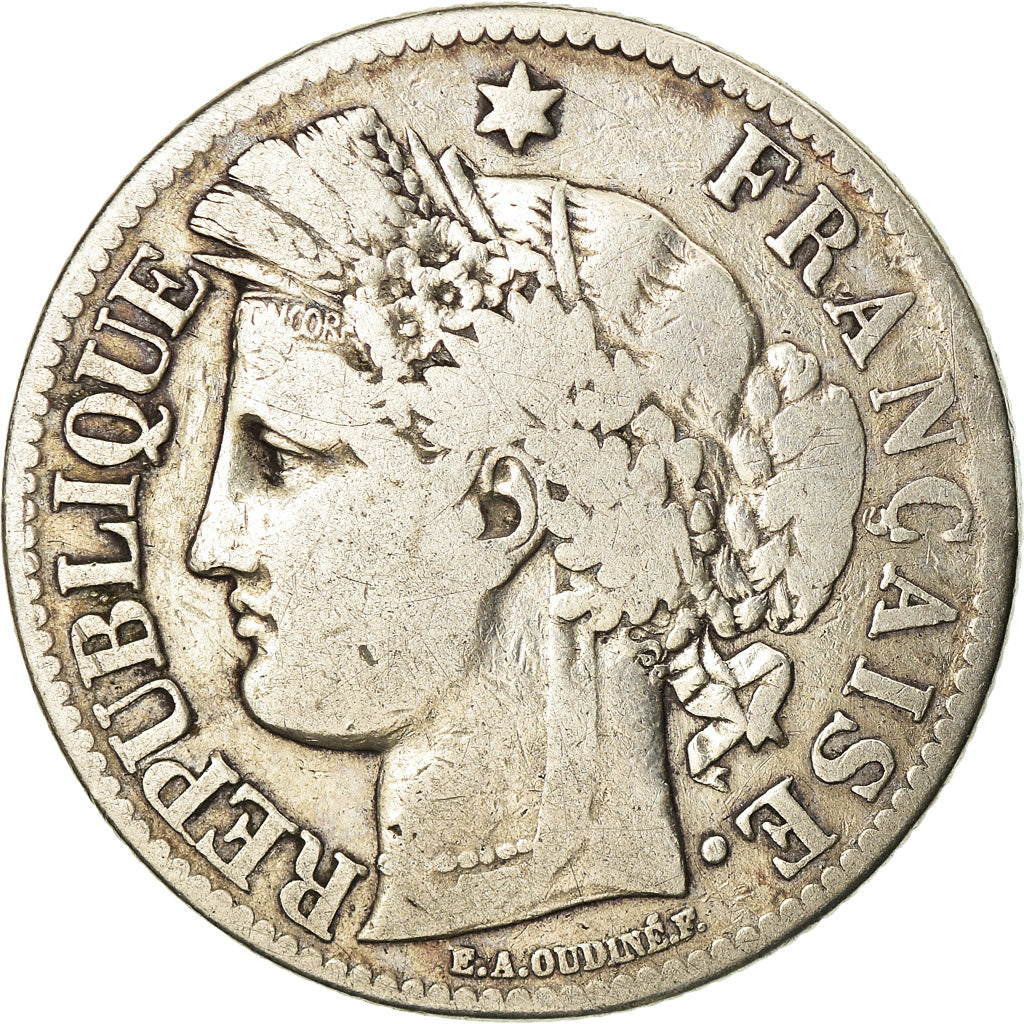 Coin, France, Cérès, 2 Francs, 1871, Bordeaux, VF(30-35), Silver, KM:817.2