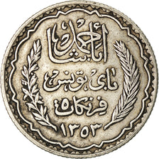 Coin, Tunisia, Ahmad Pasha Bey, 5 Francs, 1934, Paris, EF(40-45), Silver, KM:261