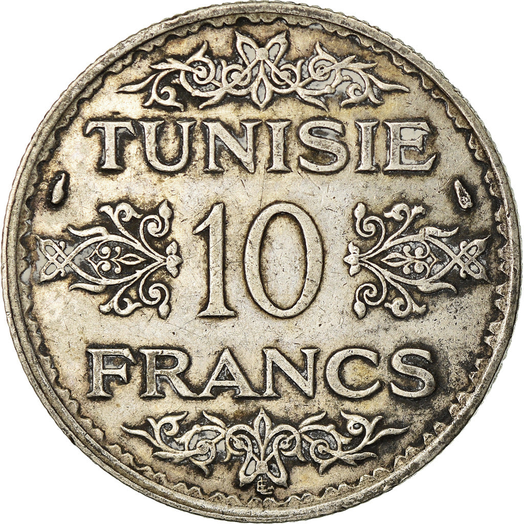 Coin, Tunisia, Ahmad Pasha Bey, 10 Francs, AH 1353/1934, Paris, EF(40-45)