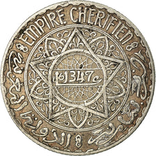 Coin, Morocco, Mohammed V, 5 Francs, 1928/AH1347, Paris, EF(40-45), Silver