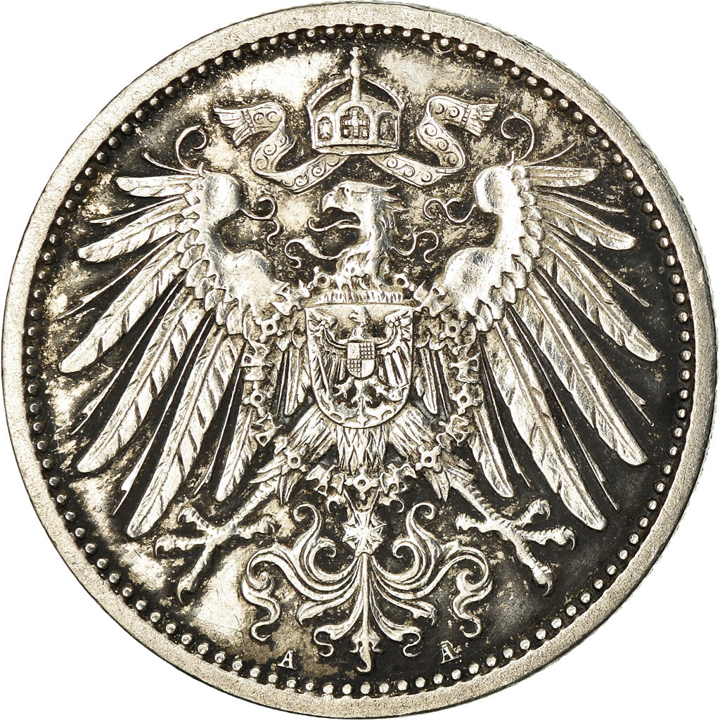 Coin, GERMANY - EMPIRE, Wilhelm II, Mark, 1914, Berlin, AU(50-53), Silver, KM:14