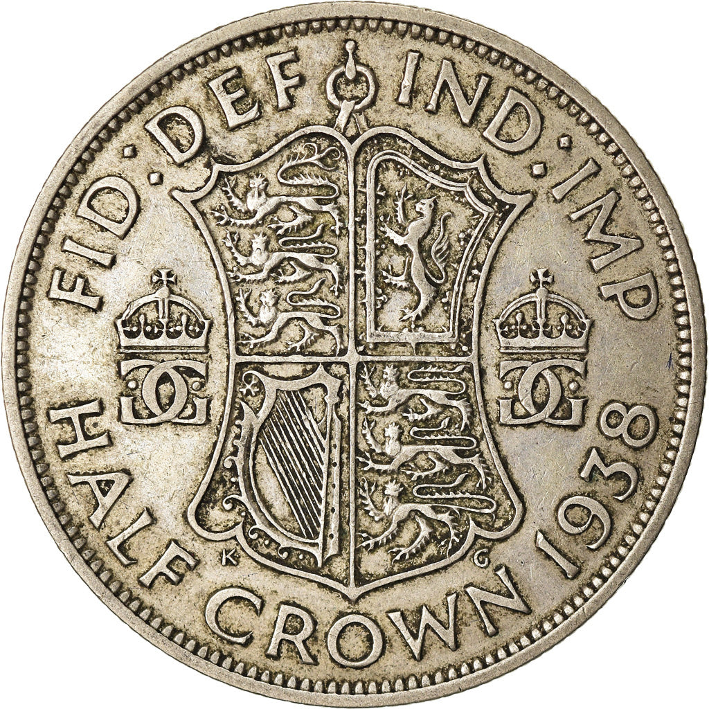 Coin, Great Britain, George VI, 1/2 Crown, 1938, EF(40-45), Silver, KM:856