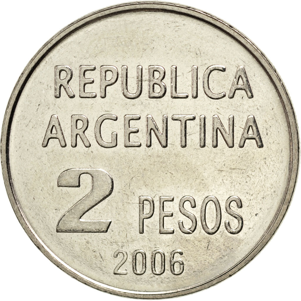 ARGENTINA, 2 Pesos, 2006, KM #161, MS(63), Copper-Nickel, 30.35, 10.50
