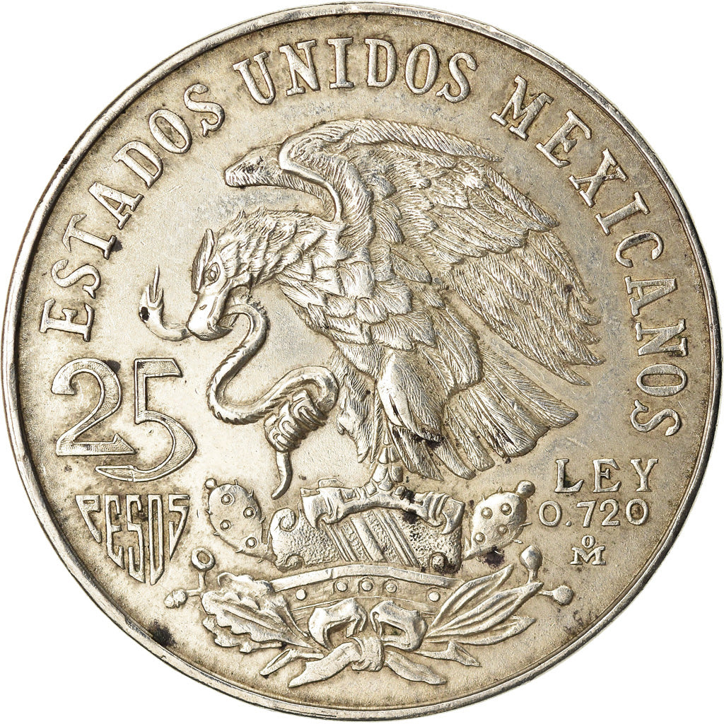 Coin, Mexico, 25 Pesos, 1968, Mexico, AU(50-53), Silver, KM:479.1