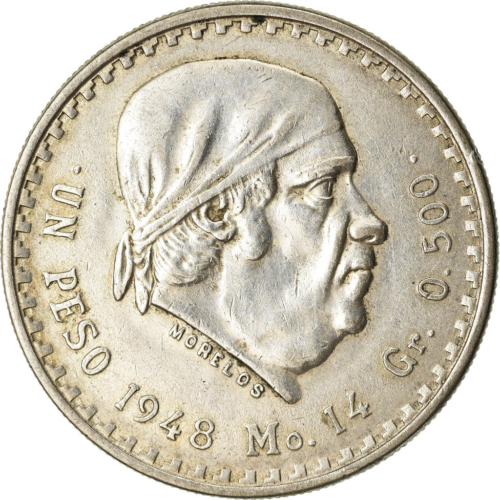 Coin, Mexico, Peso, 1948, Mexico City, AU(50-53), Silver, KM:456